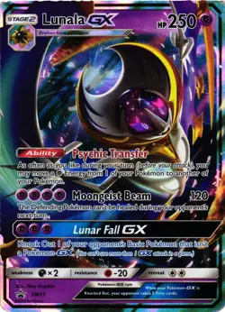Pokemon TCG Lunala GX SM17 Holo Rare Black Star Promo Full Art DMG - Image 1