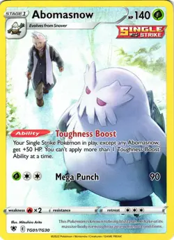 Pokemon TCG Abomasnow Sword & Shield Astral Radiance TG01/TG30 Holo Rare NM - Image 1