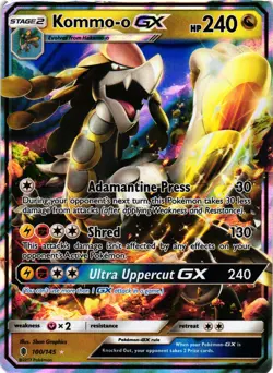 Pokemon TCG Kommo-o GX 100/145 Sun & Moon Guardians Rising DMG - Image 1