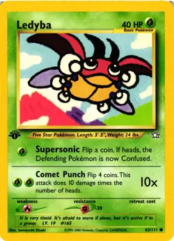 Pokemon TCG Ledyba Neo Genesis 63/111 Regular 1st Edition Common VLP - Image 1