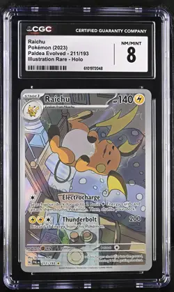 Raichu 211/193 Illustration Rare Holo Paldea Evolved Pokemon CGC 8 Nm/mint *048 - Image 1