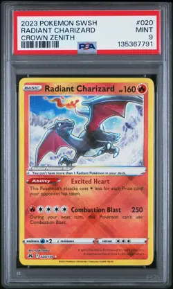 Radiant Charizard 020/159 Sword Shield Crown Zenith Pokemon PSA 9 *791 - Image 1