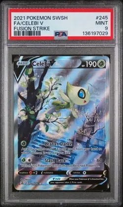 Pokemon TCG Celebi v 245/264 SWSH Fusion Strike PSA 9 - Image 1