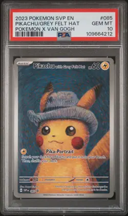 2023 POKEMON SVP EN-SV BLACK STAR PROMO #085 PIKACHU WITH GREY FELT HAT PSA 10 - Image 1