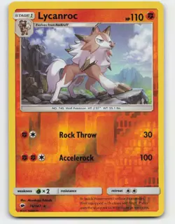 2017 Pokemon, Burning Shadows, #76/147 Lycanroc, Reverse Holo Rare - Image 1