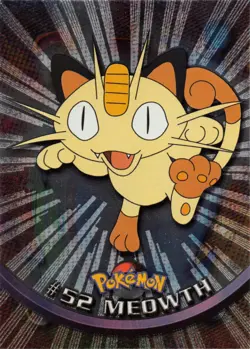 Meowth #52 - BLACK LOGO - TEXTURED HOLO - Series 1 - TOPPS Pokemon Card - NM - Image 1