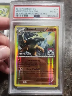 2015 Marowak Rev Foil BKT Pm League 2nd Place #78 PSA 8 Pokemon Card Low Pop - Image 1