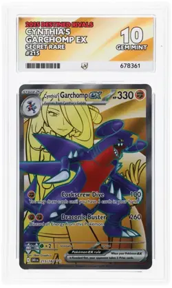 ACE 10 Cynthia's Garchomp EX 215/182 Destined Rivals Pokemon Card - Gem Mint - Image 1