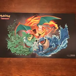 2019 Pokemon Trading Card Game Play Mat Charizard Blastoise Venasaur - Image 1