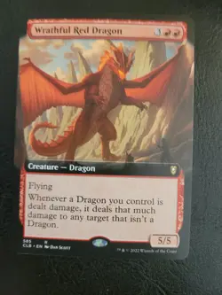 Wrathful Red Dragon CLB #585 Extended Art Rare MTG Magic Borderless LP - Image 1