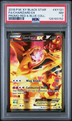 2016 POKEMON XY BLACK STAR PROMO RED & BLUE COLL FULL ART/CHARIZARD EX PSA 7 - Image 1