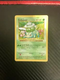 Shadowless Bulbasaur 44/102 Base Set Unlimited LP Pokemon WOTC TCG - Image 1