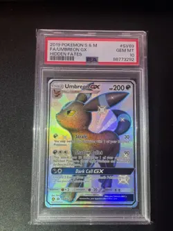 2019 POKEMON SUN & MOON HIDDEN FATES #SV69 FULL ART/UMBREON GX PSA 10 - Image 1