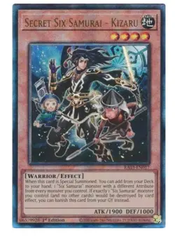 Yugioh! Secret Six Samurai - Kizaru RA03-EN017 Prismatic Ultimate Rare 1st Ed NM - Image 1