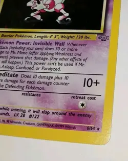 Vintage MR. MIME Jungle Holo Rare Pokemon TCG Card 6/64 NM 1999 Super Clean 🌟 - Image 2