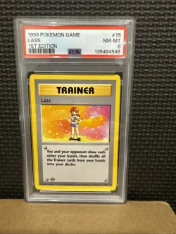 1999 Base Set 1st Edition Rare Pokemon Lass Trainer Card PSA 8 75/102 - Image 1