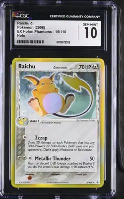 CGC 10 Raichu Holo 15/110 EX Holon Phantoms 2006 Pokemon Card - Image 1
