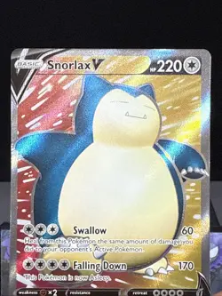 Pokemon Card Snorlax V 197/202 Sword & Shield Full Art Ultra Rare Near Mint - Image 2