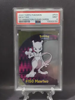 PSA MINT 9 - #150 MEWTWO - 2000 Topps Pokemon - TV Animation Clear Card #PC5 - Image 1