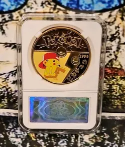 Pokemon Pikachu Gold Plated Collectible Coin Card Gift Set Souvenir In Case - Image 1