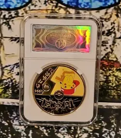 Pokemon Pikachu Gold Plated Collectible Coin Card Gift Set Souvenir In Case - Image 2