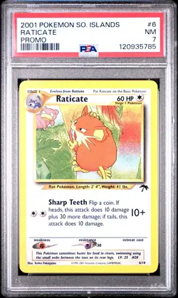 2001 Pokemon Southern Islands RATICATE Promo Card #6 PSA 7 NM Rare! - Image 1