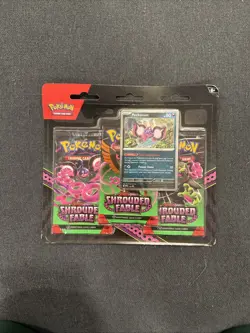 Pokemon SV Shrouded Fable 3 Pack Blister + Galaxy Holo Pecharunt - Sealed / New - Image 1