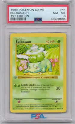 Pokemon Bulbasaur Base Set Shadowless 1st Edition PSA 8 - Image 1
