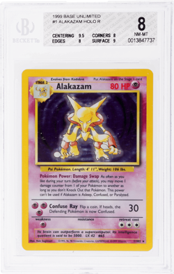 1999 Pokemon Base Set Alakazam Holo #1 BGS 8 - Image 1