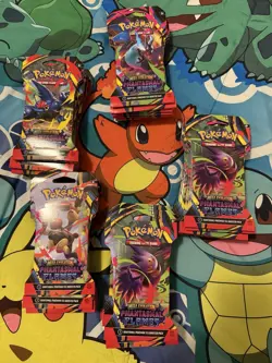 New Pokemon Mega Evolution Phantasmal Flames Sleeved Booster Packs Sealed Lot 50 - Image 1