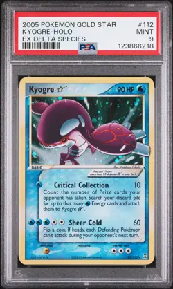 2005 POKEMON EX DELTA SPECIES GOLD STAR #112 KYOGRE-HOLO PSA 9 - Image 1