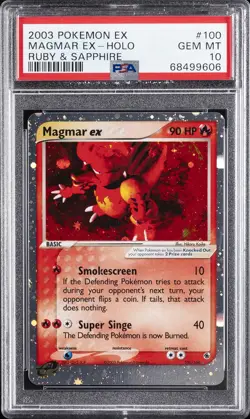 2003 POKEMON EX RUBY & SAPPHIRE #100 MAGMAR EX-HOLO PSA 10 - Image 1