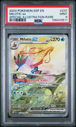2024 POKEMON SSP EN-SURGING SPARKS SPECIAL ILLUSTRATION RARE MILOTIC EX PSA 9 - Image 1