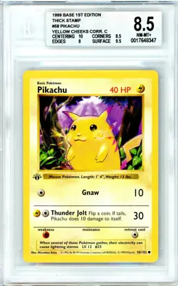 Pokemon Pikachu Yellow Cheeks #58 Base Set 1st Edition BGS 8.5 NM-MT+ - Image 1
