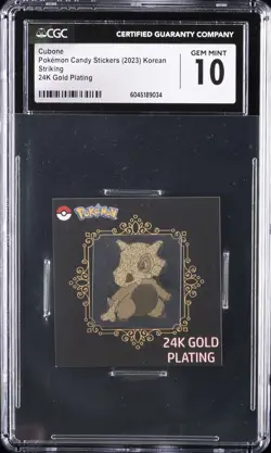 2023 POKEMON 24K GOLD PLATING CANDY STICKER CUBONE CGC 10 GEM MINT - Image 1