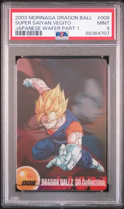 2003 DRAGON BALL MORINAGA JPN WAFER CARDS PART 1 SON GOKU/VEGETA/VEGITO PSA 9 - Image 1
