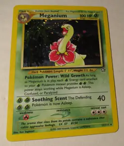 Pokemon TCG Neo Genesis Meganium 11/111 Holo Card 2000 Played Used Vintage - Image 2