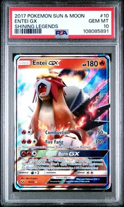 2017 Pokemon Sun & Moon Shining Legends # 10 Entei GX PSA 10 Card! GEM MINT! - Image 1