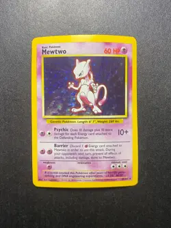 Pokemon TCG Mewtwo Base Set 10/102 Holo Unlimited Holo Rare wotc card - Image 1