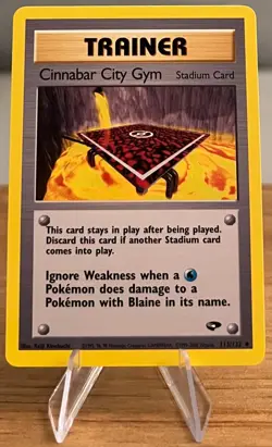 Cinnabar City Gym Stadium Pokemon Trainer Card NM 113/132 Uncommon Gym Challenge - Image 1