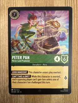 Peter Pan 85/204 Disney Lorcana Azurite Sea Regular Super Rare Card NM Cold Foil - Image 1