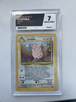 Clefable 5/130 Pokemon Base Set 2 Holo Card WOTC - ACE Grading 7 Near Mint - Image 1