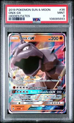 2019 Pokemon Hidden Fates # 36 Onix GX PSA 9 Card MINT Trusted Seller! Free Ship - Image 1