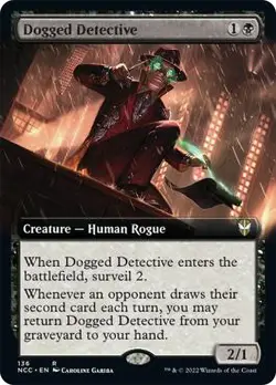 MTG Dogged Detective Extended Art - Streets of New Capenna Commander #136 - Image 1