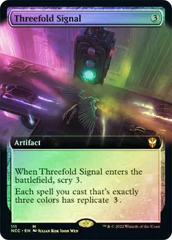 MTG FOIL Threefold Signal Extended Art - Streets of New Capenna Commander #111 - Image 1