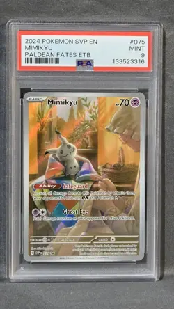 2024 Pokemon Scarlet & Violet Paldean Fates Etb Promo Mimikyu #075 PSA 9 - Image 1