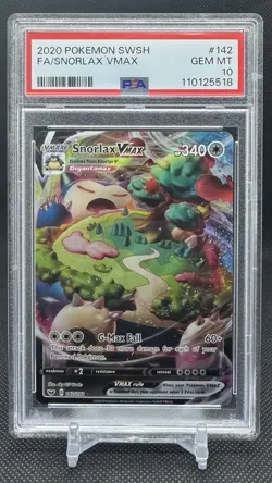 2020 POKEMON SWORD & SHIELD #142 FULL ART/SNORLAX VMAX PSA 10 - Image 2