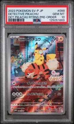 PSA 10 Detective Pikachu SV-P 098 Japanese Promo Pre-Order Pokemon - Image 2