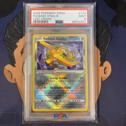 PSA 9 MINT 2022 Pokemon Lost Origin RADIANT STEELIX #124 Ultra Rare Holo - Image 2