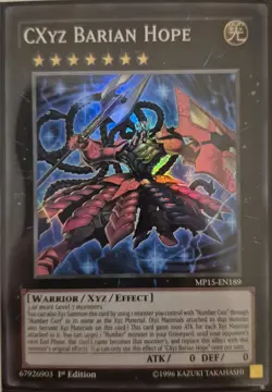 YuGiOh CXyz Barian Hope Super Rare 1st Edition MP15-EN189 - Image 1